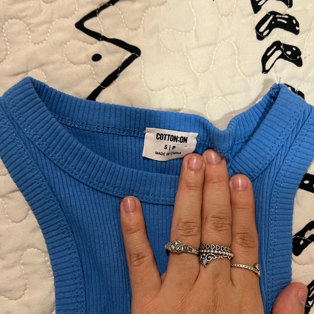 Blue Ribbed Tank Top - Picture 2 of 2